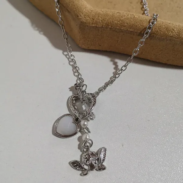 Necklaces & Chokers*Boogzel Clothing Pearl Asymmetric Heart Necklace