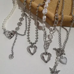 Necklaces & Chokers*Boogzel Clothing Pearl Asymmetric Heart Necklace