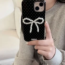 Iphone Cases*Boogzel Clothing Pearl Bow Polka Dot IPhone Case Black/white