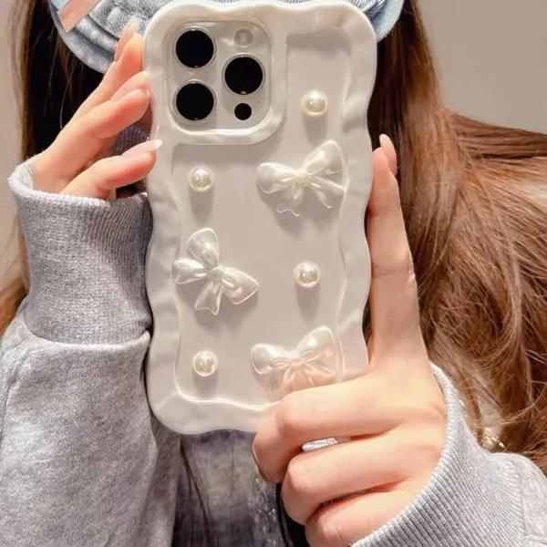 Iphone Cases*Boogzel Clothing Pearls & Bows iPhone Case White