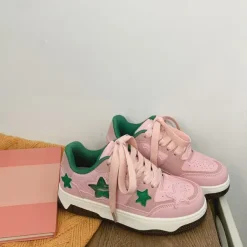 Aesthetic Sneakers*Boogzel Clothing Pink & Green Aesthetic Star Sneakers Pink/green