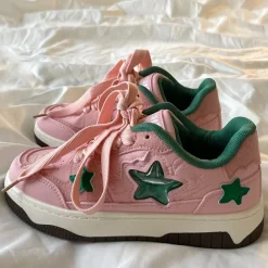 Aesthetic Sneakers*Boogzel Clothing Pink & Green Aesthetic Star Sneakers Pink/green