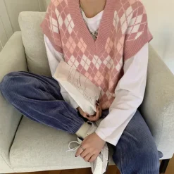 Argyle Sweaters & Vests|Knit Cardigans*Boogzel Clothing Argyle Knit Cardigan Pink