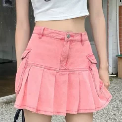 Skirts*Boogzel Clothing Denim Cargo Mini Skirt Pink