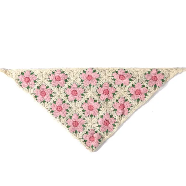 Other*Boogzel Clothing Pink Flower Crochet Bandana Beige/pink