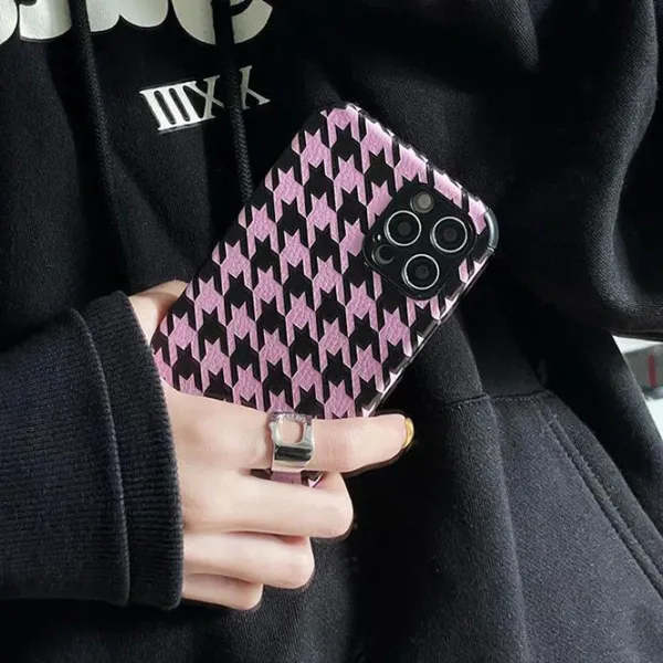 Iphone Cases*Boogzel Clothing Pink Houndstooth Print iPhone Case