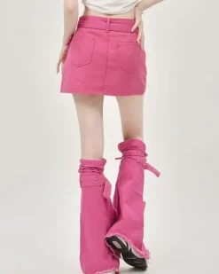 Skirts*Boogzel Clothing Y2K Mini Skirt & Leg Warmers Set Pink