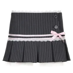 Skirts*Boogzel Clothing Pinstripe Coquette Micro-Mini Skirt Grey/pink