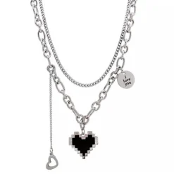 Necklaces & Chokers*Boogzel Clothing Pixel Heart Necklace Silver