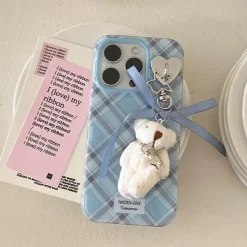 Iphone Cases*Boogzel Clothing Plaid Bear Charm iPhone Case Blue