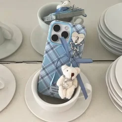 Iphone Cases*Boogzel Clothing Plaid Bear Charm iPhone Case Blue