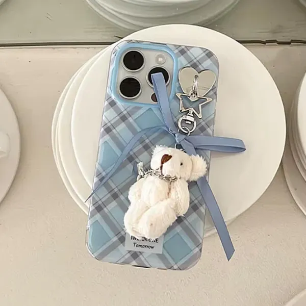 Iphone Cases*Boogzel Clothing Plaid Bear Charm iPhone Case Blue