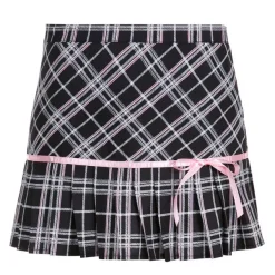 Skirts*Boogzel Clothing Plaid Coquette Ribbon Mini Skirt Pink/black