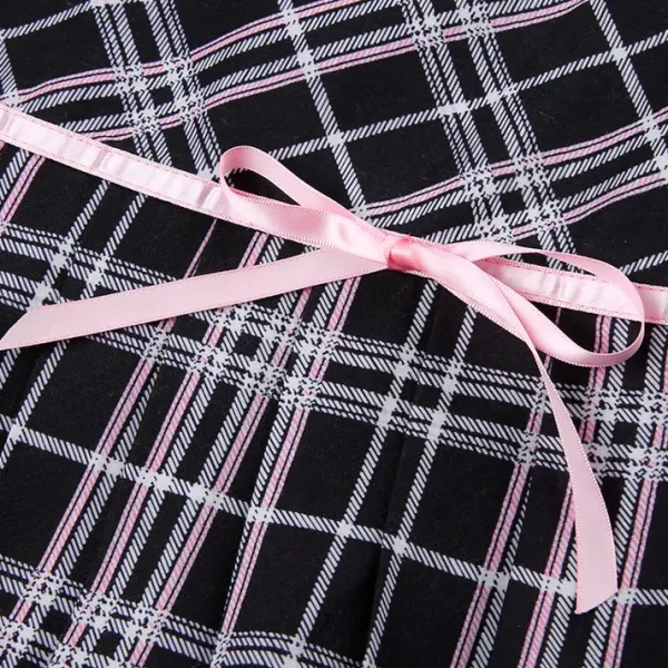 Skirts*Boogzel Clothing Plaid Coquette Ribbon Mini Skirt Pink/black