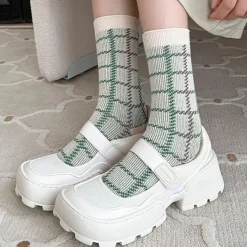 Socks*Boogzel Clothing Plaid Crew Socks Green
