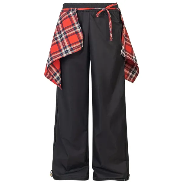 Pants & Trousers*Boogzel Clothing Plaid Shirt-Tied Baggy Trousers