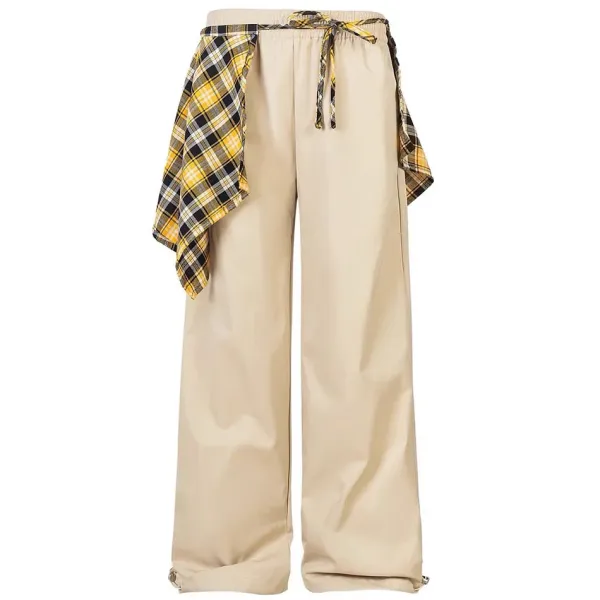 Pants & Trousers*Boogzel Clothing Plaid Shirt-Tied Baggy Trousers