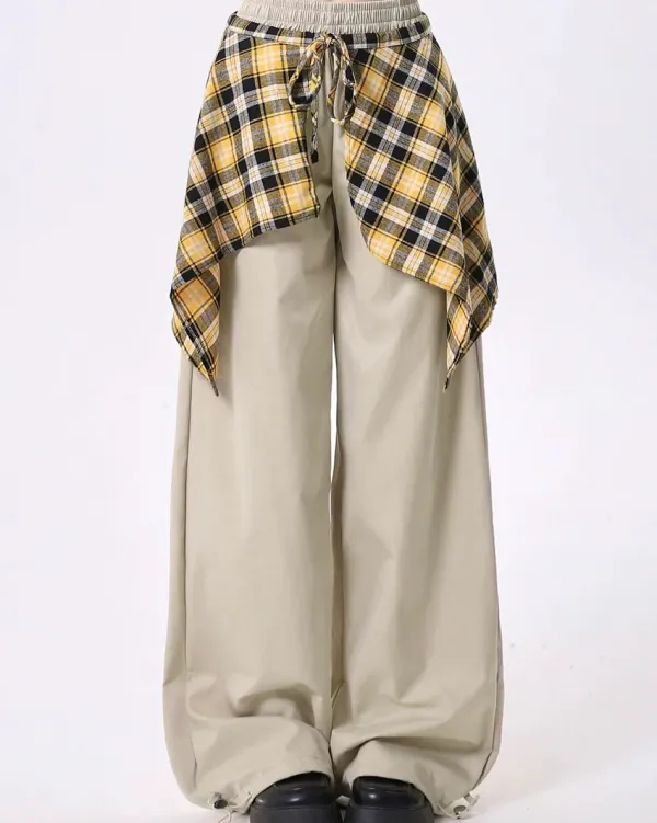 Pants & Trousers*Boogzel Clothing Plaid Shirt-Tied Baggy Trousers