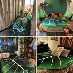 Aesthetic Room Decor*Boogzel Clothing Plant Mom Aesthetic Leaf Blanket Green