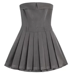 Dresses & Rompers*Boogzel Clothing Pleated Mini Dress in Grey
