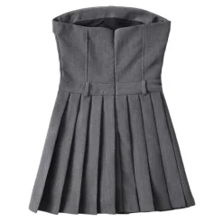 Dresses & Rompers*Boogzel Clothing Pleated Mini Dress in Grey