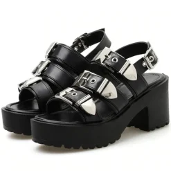 Classics|Sandals / Mary Janes*Boogzel Clothing Pocket Money Buckle Sandals Black