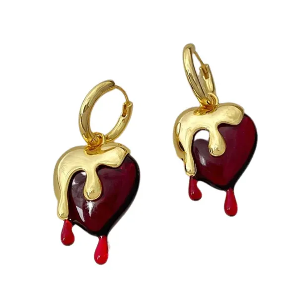 Earrings*Boogzel Clothing Poison Drop Heart Earrings Gold