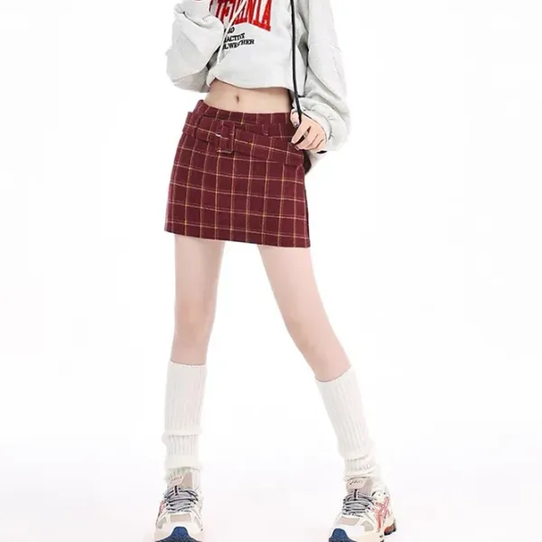 Skirts*Boogzel Clothing Pop Of Plaid Skirt Red