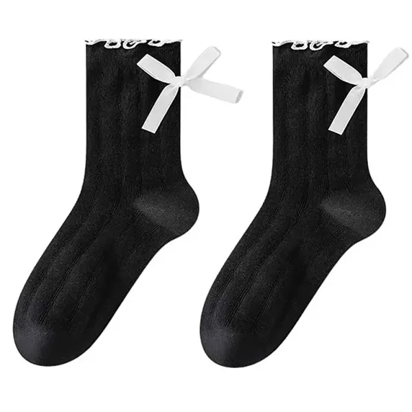 Socks*Boogzel Clothing Preppy Aesthetic Bow Ruffle Socks