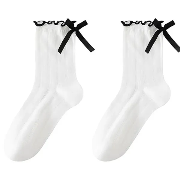 Socks*Boogzel Clothing Preppy Aesthetic Bow Ruffle Socks