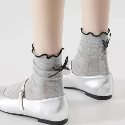 Socks*Boogzel Clothing Preppy Aesthetic Bow Ruffle Socks