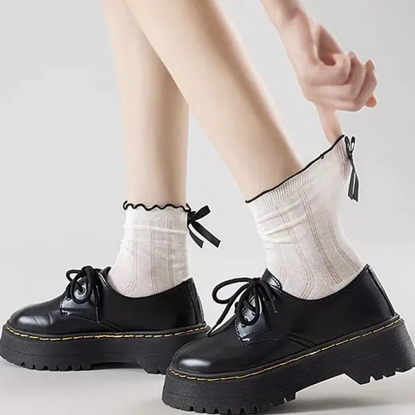 Socks*Boogzel Clothing Preppy Aesthetic Bow Ruffle Socks