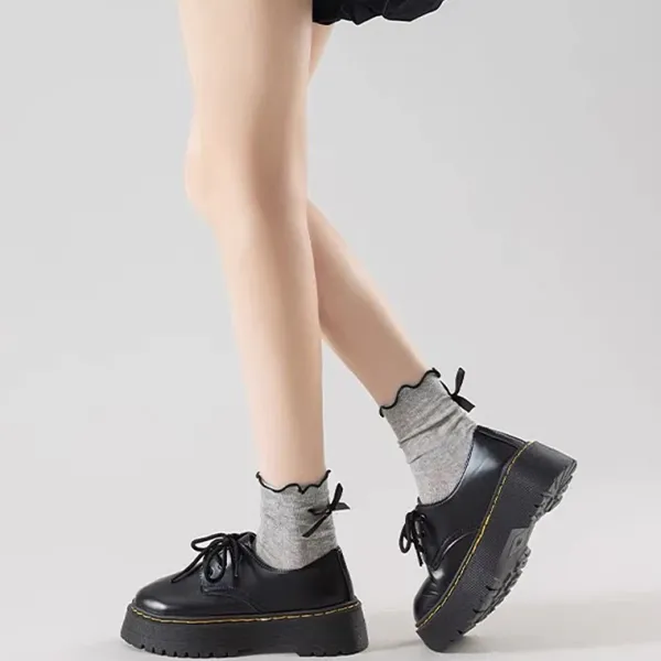 Socks*Boogzel Clothing Preppy Aesthetic Bow Ruffle Socks