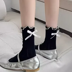 Socks*Boogzel Clothing Preppy Aesthetic Bow Ruffle Socks