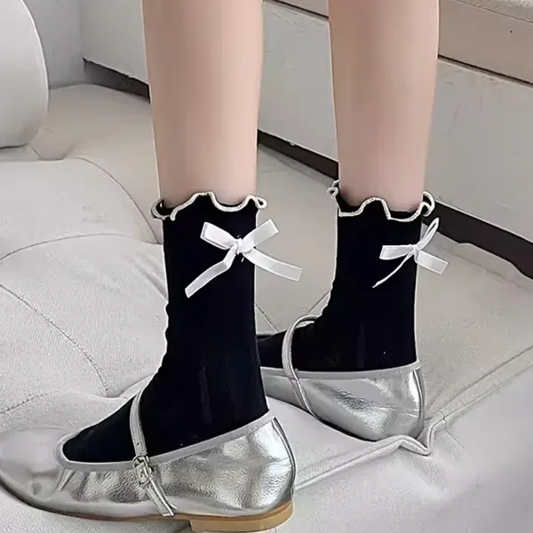 Socks*Boogzel Clothing Preppy Aesthetic Bow Ruffle Socks