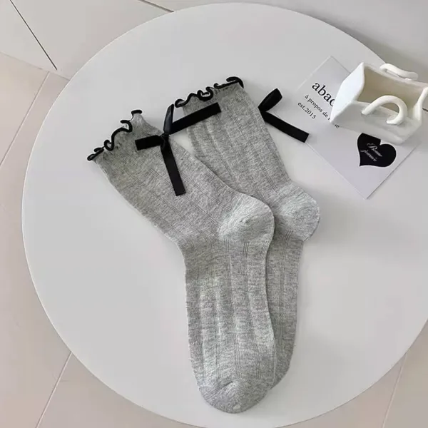 Socks*Boogzel Clothing Preppy Aesthetic Bow Ruffle Socks