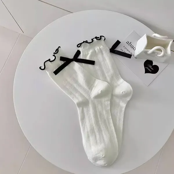 Socks*Boogzel Clothing Preppy Aesthetic Bow Ruffle Socks