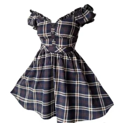 Dresses & Rompers*Boogzel Clothing Preppy Aesthetic Plaid Dress Black