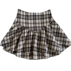 Skirts*Boogzel Clothing Preppy Aesthetic Plaid Ruffle Mini Skirt Brown