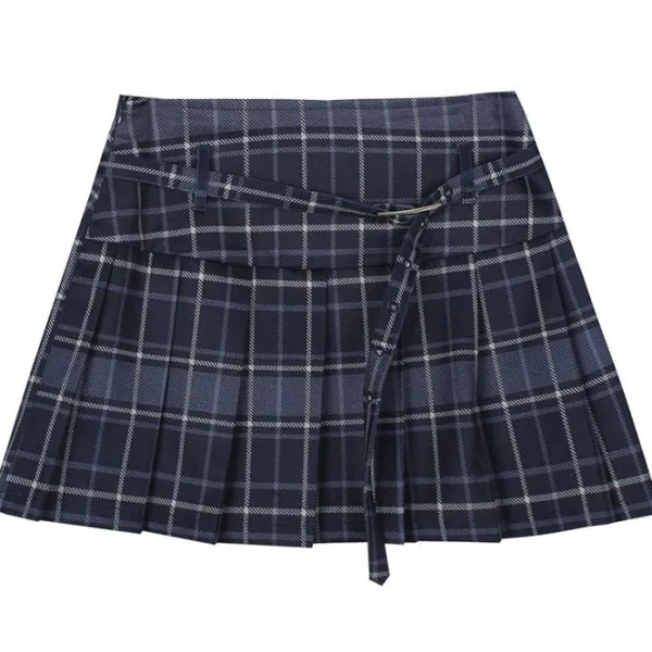 Skirts*Boogzel Clothing Preppy Aesthetic Plaid Skirt DarkBlue