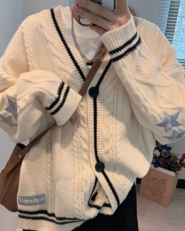 Knit Cardigans*Boogzel Clothing Preppy Aesthetic Star Cardigan