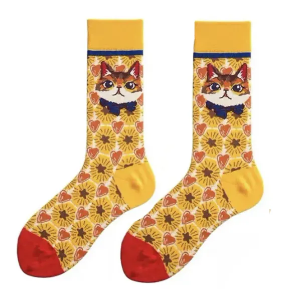 Socks*Boogzel Clothing Preppy Cat Print Socks