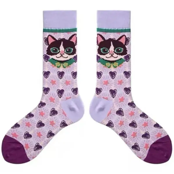 Socks*Boogzel Clothing Preppy Cat Print Socks