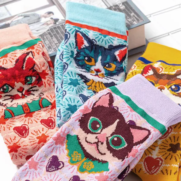 Socks*Boogzel Clothing Preppy Cat Print Socks