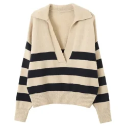 Striped Sweaters|Sweaters*Boogzel Clothing Preppy Collar Striped Pullover Blue/white
