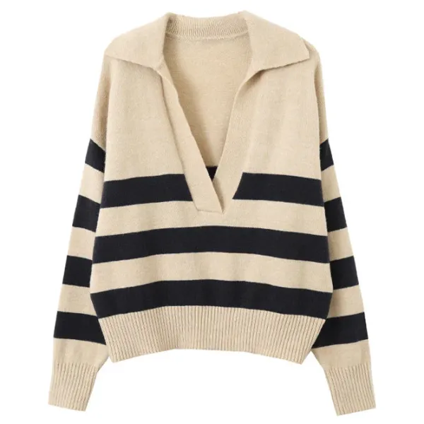 Striped Sweaters|Sweaters*Boogzel Clothing Preppy Collar Striped Pullover Blue/white