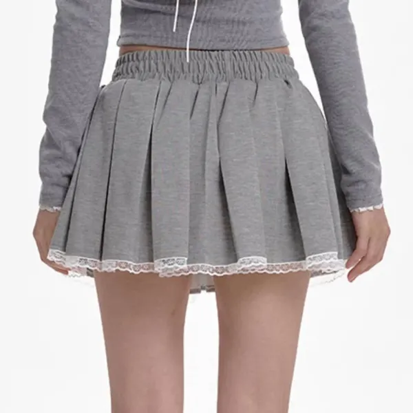 Skirts*Boogzel Clothing Preppy Drawstring Mini Skirt Grey