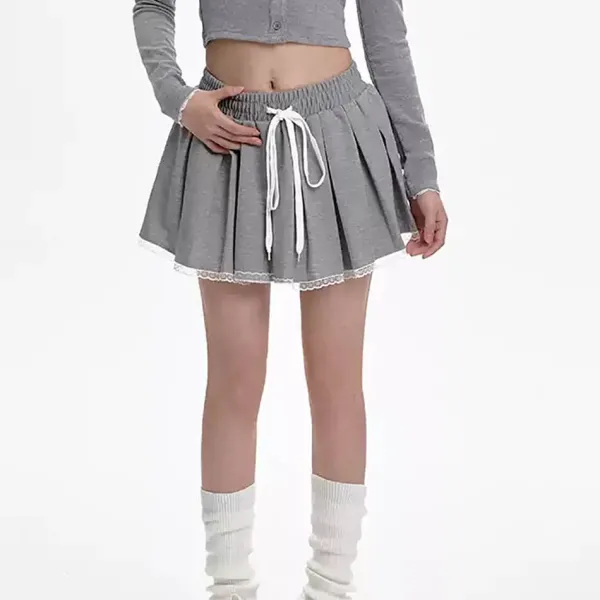 Skirts*Boogzel Clothing Preppy Drawstring Mini Skirt Grey