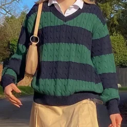 Striped Sweaters|Sweaters*Boogzel Clothing Preppy Girl Striped Jumper