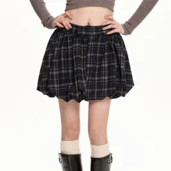 Skirts*Boogzel Clothing Preppy Plaid Balloon Mini Skirt